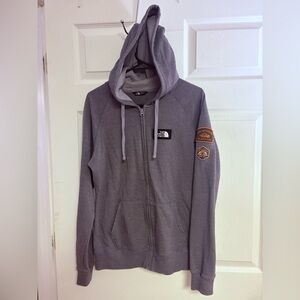 The North Face heritage patch hoodie Gray Zip-Up Hoodie with Patches L gorpcore